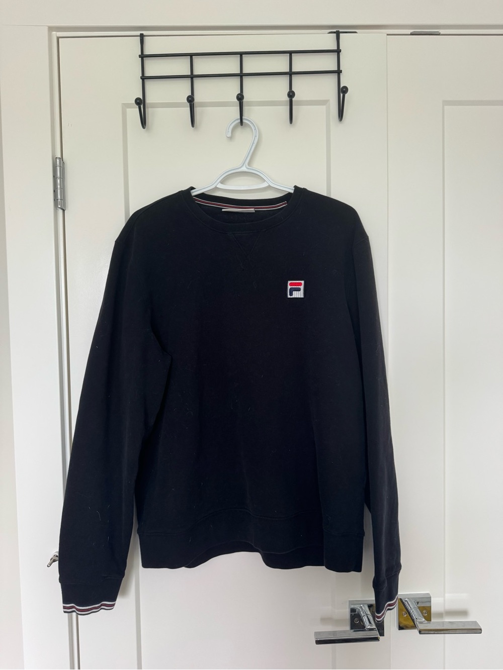 Fila Black Crewneck Sweatshirt with Red & White Logo